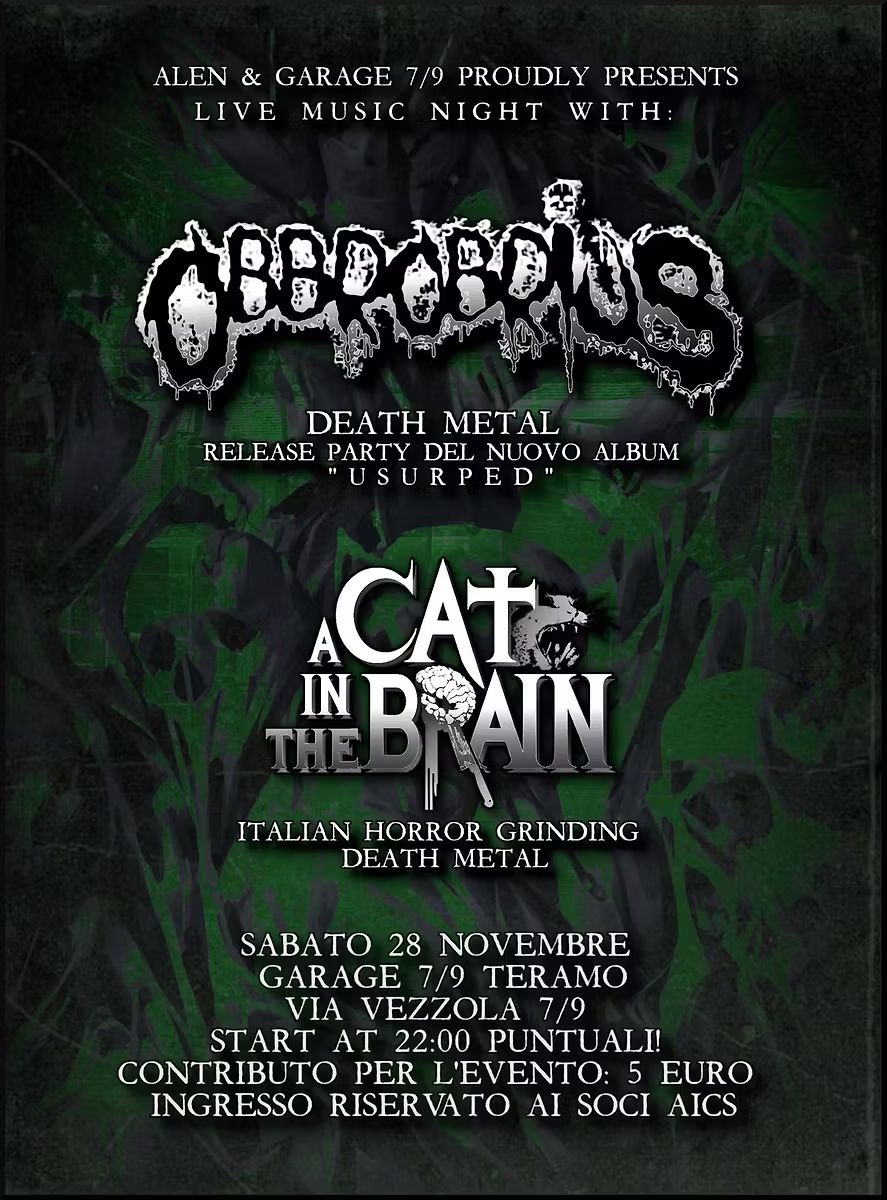 Obbrobrius (Release Party) + A Cat In The Brain - Live Garage 7/9