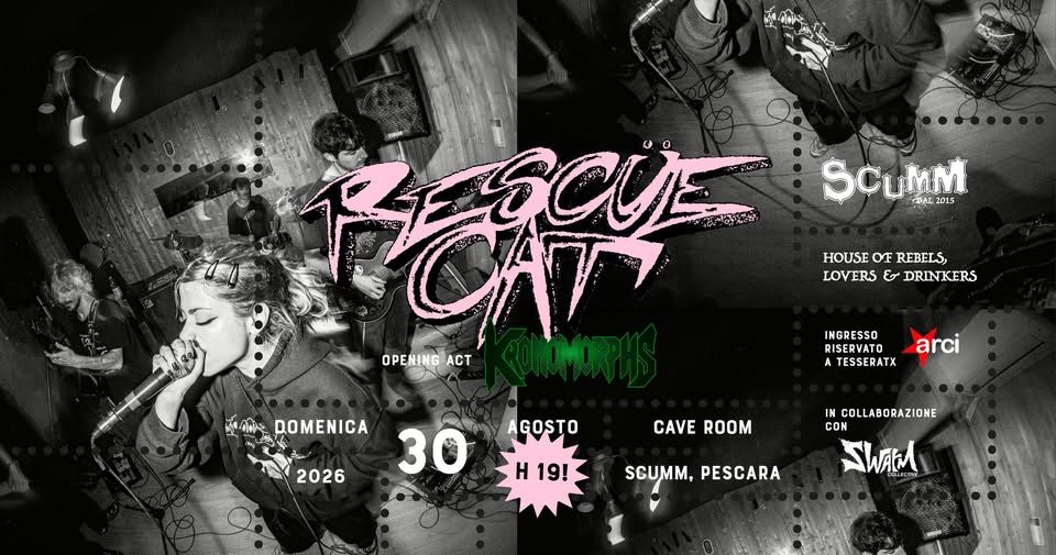 Rescüe Cat Kronomorphs live – Scumm Cave Room – Dom 30/08 – h 19!