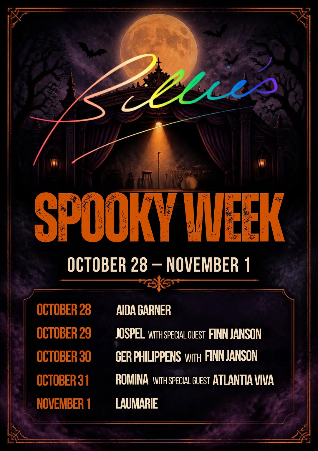 SPOOKY WEEK IS COMING TO BILLIE’S!